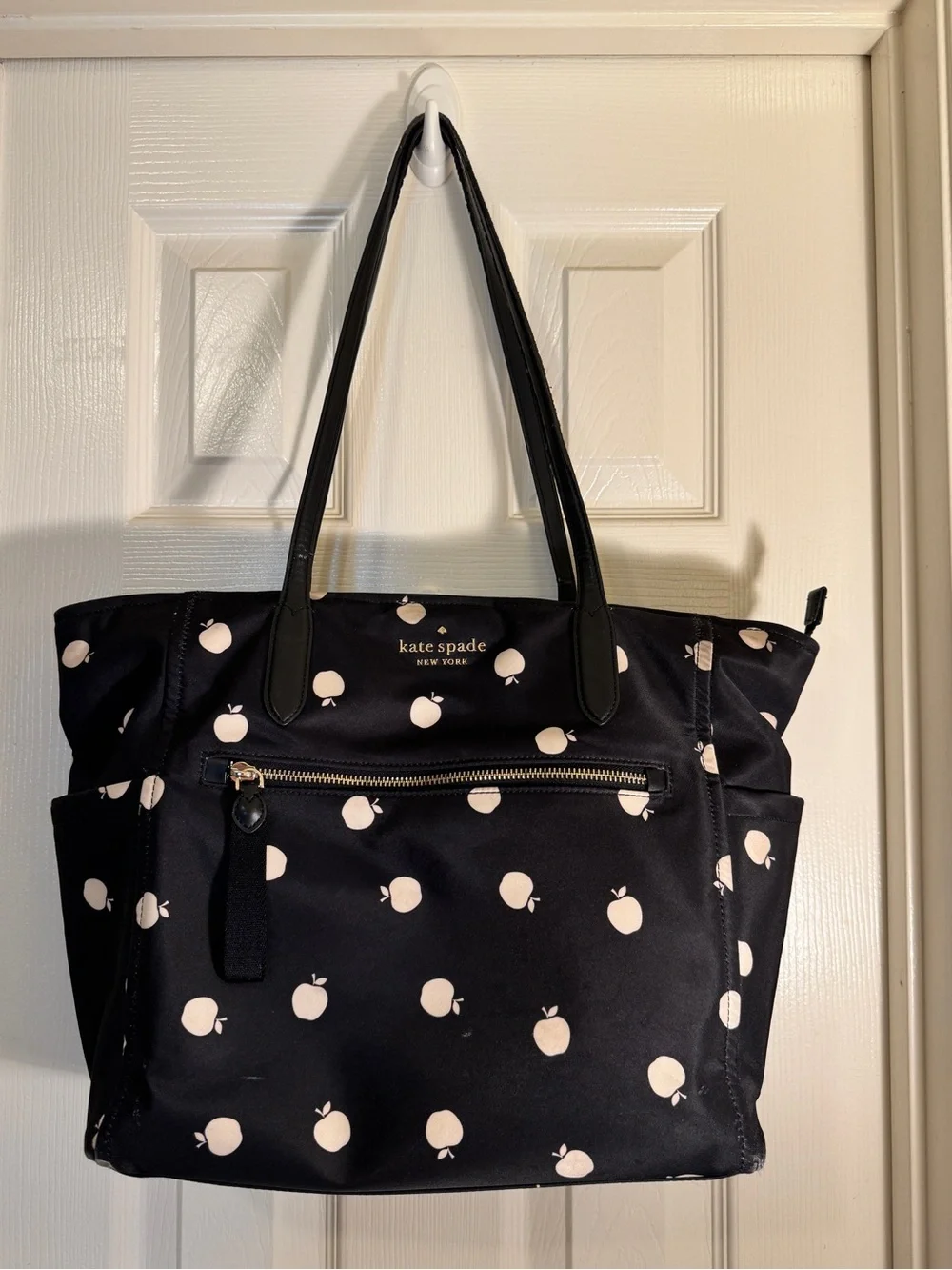 kate spade Black Tote with Apple Print